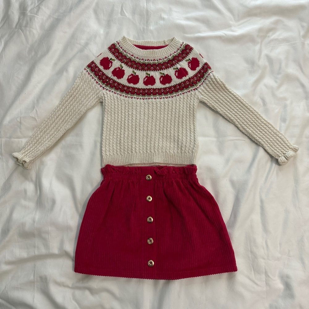 Cynthia Rowley Crimson Corduroy Mini Skirt with Button Front